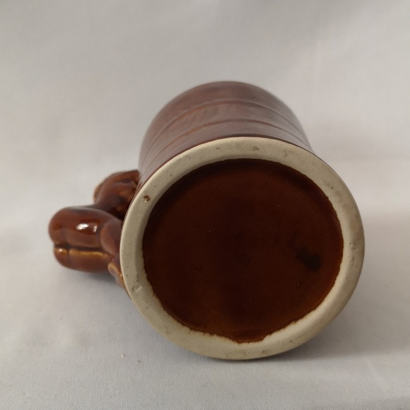 Vintage Ceramic Risque Mug w Handle and Design on One Side, Brown Glaze Japan - Picture 5 of 5